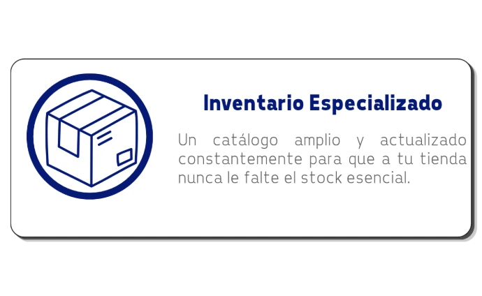 Ícono de caja de envío que representa el inventario especializado y el amplio catálogo de repuestos para motocicletas disponible para tu tienda.